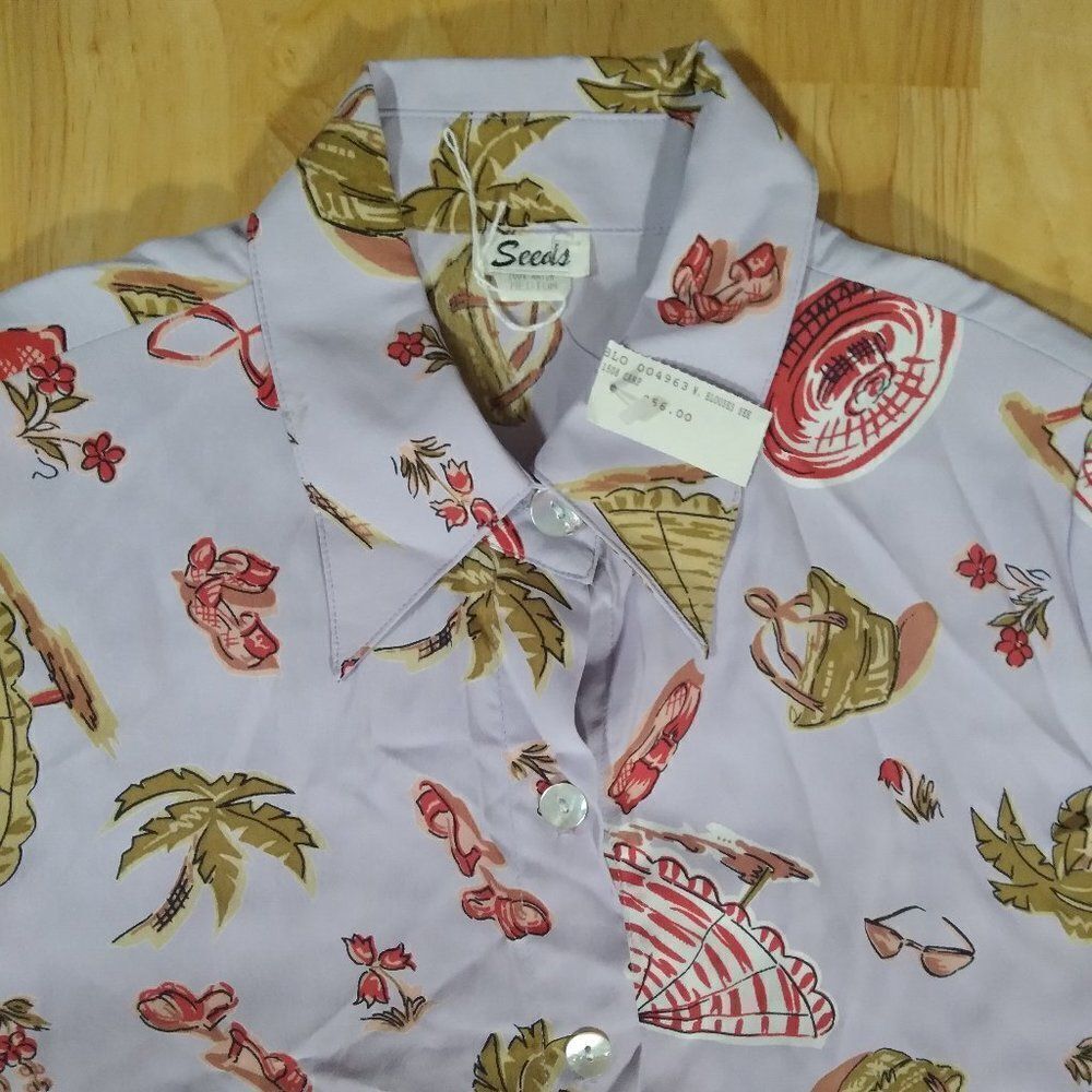 NWT Vintage Seeds Beach Theme Pattern Blouse